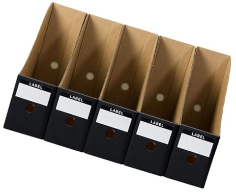 LOLIPPYY 5 Stück Aktenhalter aus Kraftpapier Stabile Aufbewahrungsboxen zum Platzsparen Vielseitig für Büro und Schreibtisch Geeignet Robuste Struktur in Schwarz