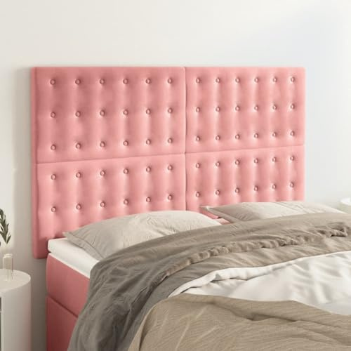 Mandloder 4 STK. Rosa Samt Kopfteile, Höhenverstellbar 72x5x78/88 cm, Weiches Wandpolster für Schlafzimmer, Elegantes Wandkissen, Robuster Bettschutz