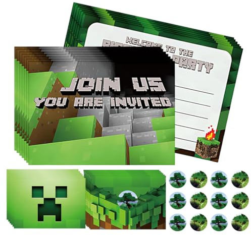 12 Pezzi Biglietti di invito per il compleanno dei bambini, invito da gioco, compleanno, ragazzo, ragazza, biglietto di invito per adolescenti,Multicolori Carta Auguri Regalo Compleanno
