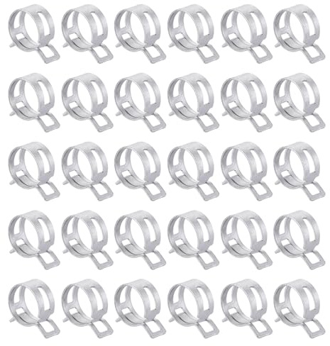 QUARKZMAN 30Stk Federband-Schlauchschelle 23mm Kraftstoffleitung Silber | Federklemme Silikonschlauch Vakuumschlauch Rohrschelle Niederdruckrohrklemme Befestigung