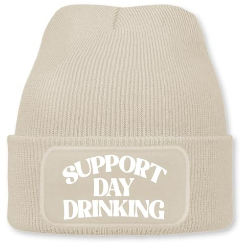 Prozente Momente Support Daydrinking – lustige Wintermütze | Beanie für Damen & Herren, warm, elastisch & Unisex, Strickmütze, perfekt für Après-Ski, Weihnachtsmarkt, Fasching, Karneval, Fasnet