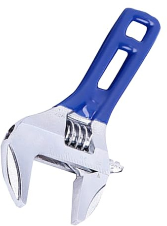 WATIIFUFU Llave Inglesa Azul Ajustable de Acero Diseño de Boca Ancha y Mango Corto Adecuado para Trabajos de Mantenimiento y Desmontaje Rápido en Lavabos y Agua