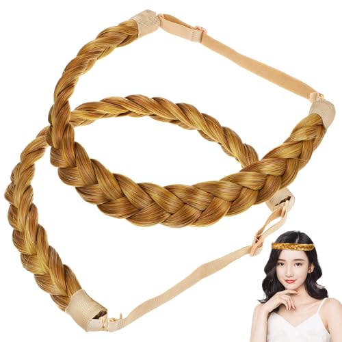 Toyvian 2 Stück Pack Geflochtenes Haarband Elastisch Breites Haarschmuck Stirnband aus Hitzebeständigem Fasermaterial Einstellbares Haarteil für Sport und Alltag