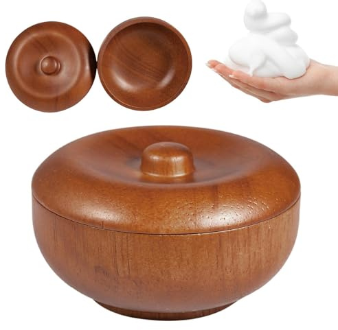 Bol à savon à raser, bol en bois avec couvercle – Support étanche pour crème à raser | Pour la maison, la douche, l'hôtel, le salon, le toilettage personnel, les voyages
