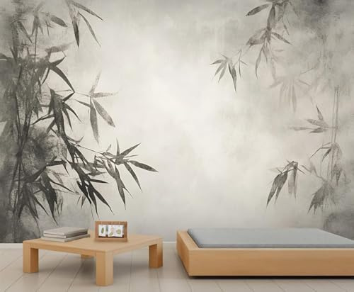 Fotomurales Decorativos Pared Hojas de Bambú 3D Mural Autoadhesivo Pared Retro Papel Pintado Tela de Seda Papel Tapiz Panorámico 200x140 cm B-3077