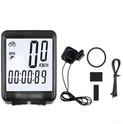 Mountainbike Tachometer mit hintergrundbeleuchtetem LCD-Display, Kilometerzähler, Stoppuhr, Durchschnitt/Höchstgeschwindigkeit & Auto ON/OFF — Wasserdichter Fahrradcomputer für Rennräder und