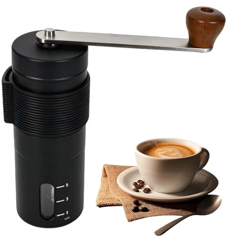 Molinillo de Café Manual de Acero Inoxidable - Molino de Café Portátil con Ajuste de Precisión para Espresso, Prensa Francesa y Moka, Manivela Ergonómica, Ideal para Viajes y Camping