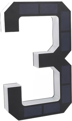 Spacnana Número de Dirección Iluminado Solar Número de Casa Iluminado Solar 3 Señal de Dirección Iluminada LED con Sensor de Luz Automático PC ABS Impermeable para el Hogar Hotel Tienda