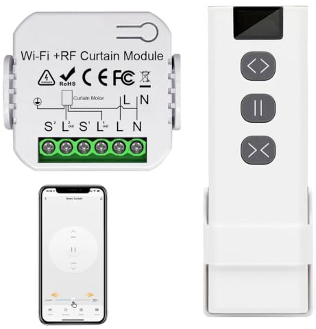 Control de persiana inteligente por radio, WiFi + RF 433 MHz, control por voz con Alexa/Google Home, Tuya y Smart Life, temporizador y cuenta atrás, mando a distancia, acceso multiusuario, para motor