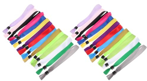 SOLUSTRE 50pcs Polyester Fabric Wristbands with Antitamper Lock and Adjustable Design for Comfortable Wear, for Club and Concert Admission Control and Event Security Random Color