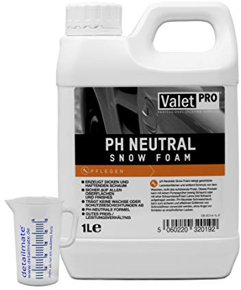 ValetPRO pH Neutral Snow Foam 1 litre de mousse de neige pour le lavage des voitures plus 1 doseur 50ml de detailmate.