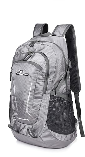 Loocower 45L Leichte Packable Reiserucksack Wanderrucksack, Multifunktionale Tagesrucksack, Faltbare Camping Trekking Rucksäcke, Utra Leicht Outdoor Sport Rucksäcke Tasche (06.Grau)