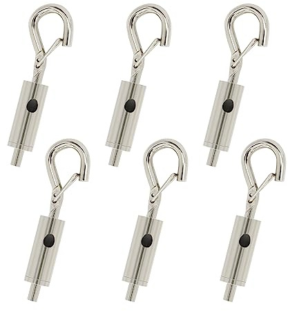 YQL Portable Hook & Eye Turnbuckle Tension for 1/16-3/32 Galvanized /304/316 Stainless Steel Cable Guide Wire Rope Light Hanging Suspension Accessories Pack-6