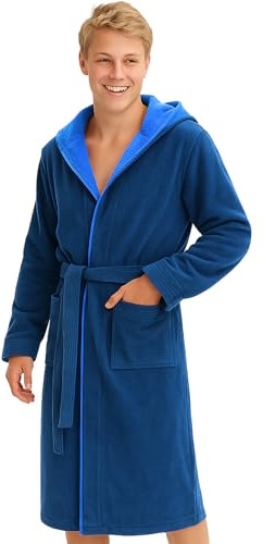 Morgenstern Bademantel mit Kapuze Kinder & Teenager Jungen Mädchen 100% Baumwolle Frottee OEKO-TEX® Kinderbademantel Morgenmantel