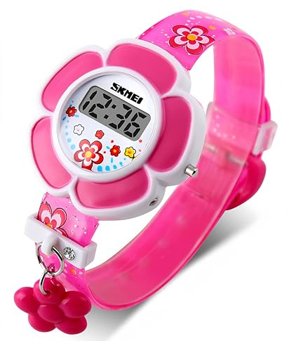 Kids Watch Girl Flower Shape Watch Novelty Cartoon Digital Watch 1144 (pink1)