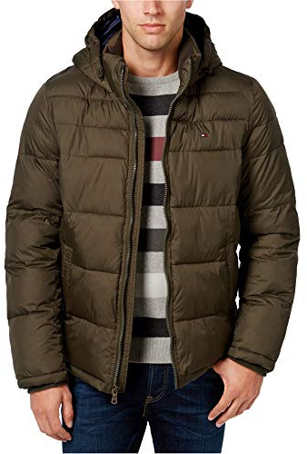 Tommy Hilfiger Hooded Puffer Jacket (Standard And Big & Tall) Cappotto Alternativo in Piuma, Nuovo Camo, S Uomo