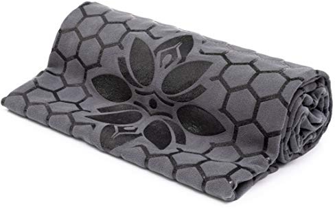 Rutschfestes Yoga-Handtuch, glatt, zweiseitig, rutschfest, Design für besseren Halt, größere Größe 185.4 x 66 cm, weiches Wildleder-Mikrofaser, Matte Topper für Hot Yoga, Bikram und Pilates (grau)
