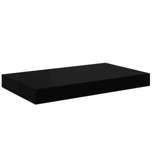vidaXL Wandregal Schwebend Hängeregal Wandboard Bücherregal Schweberegal Regalbrett CD DVD Regal Dekoregal Hochglanz-Schwarz 40x23x3,8cm MDF