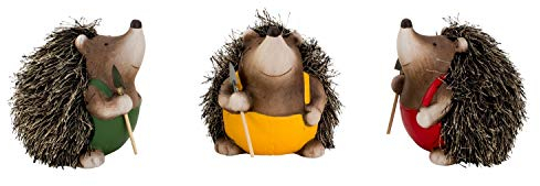 3 Stück Igel mit Spaten Figuren H 12,5cm Dekofiguren Gartendeko
