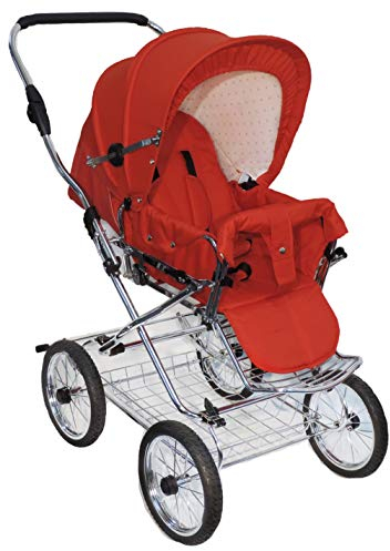 EICHHORN Kinderwagen Buggy Sportwagen mit Lederriemengestell und Schieberhöhenverstellung, Blickrichtung wechselbar, Stoff Rot (ECCO-Rad)