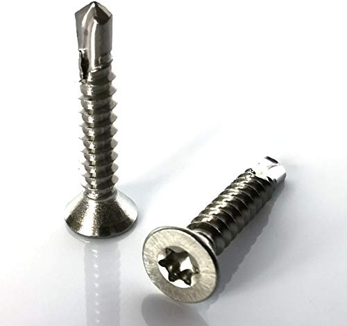 50 Stück Bohrschrauben 3,5 mm x 25 mm DIN 7504 O Edelstahl A2 Senkkopf TORX Blechschrauben selbstschneidend