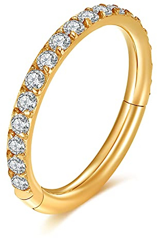 VFUN 16G 316L Chirurgenstahl Hinged Clicker Ring Septum Piercing Nasenpiercing für Damen Herren CZ Inlaid Helix Knorpel Piercing Ohr 8-10MM