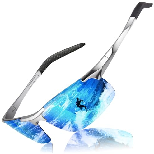 LINVO Polarisiert Sonnenbrille Herren Verspiegelt Sportbrille Ultraleichte Al-Mg UV400-Schutz Männer Fahrerbrille Cat 3 CE