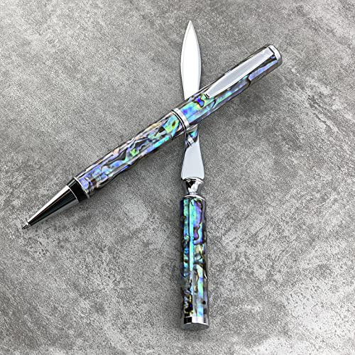 LACHIEVA LUX Abalone Shell Metall Kugelschreiber mit Shell Brieföffner Set, Bestes Geschenk zum Schreiben, Nettes Stiftset Geschenk für Männer & Frauen und jeden Feiertag