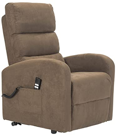 POLTRONE ITALIA Jessica 2 Motoren PERSONALISIERTEN relaxsessel mit aufstehhilfe Medizinisches Gerät 4 Räder Mikrofedersitz Flauschige Braun