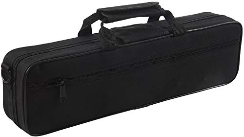Gepolsterte Flötentasche aus Nylon für Flöte, Schultergurt, 39 x 7 x 11 cm, Schwarz