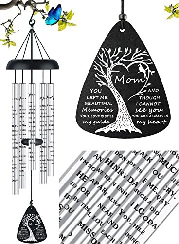 JUST FOR WIND Sympathy Wind Chimes For Loss Of Mom Mother, Bereavement Memorial Gifts In Memory Of Loved One, 32 Inch Aluminum Wind Chimes