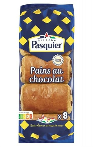BRIOCHE PASQUIER - Pains au Chocolat Individuels - Boîte de 8-360g - Petit Déjeuner Gourmand - Viennoiseries Fraîches et Croustillantes - Lot De 4 - Vendu Par Lot