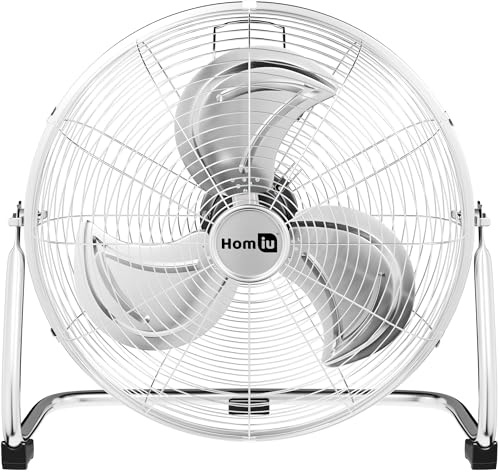 Homiu 18 Inch Floor Fan - 3 Speed High Velocity Fan - Standing Cooling Cold Air Circulation - Adjustable Tilting Electric Industrial Fan - For Home Gym Office Garage Outdoor Indoor