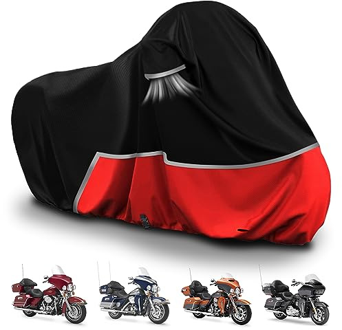 wasserdichte Motorradabdeckung Ersatz für Harley Davidson Touring Limited mit Kofferraummodellen, 420D Oxford Tuch Road Glide Limited, Ultra Limited Motorradabdeckung für Schnee Regen Staub Schutz
