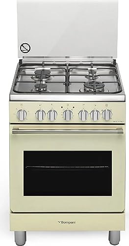 Cucina a gas, n° 4 fuochi, forno elettrico, 60x60 cm, crema - BOMBO643MJN