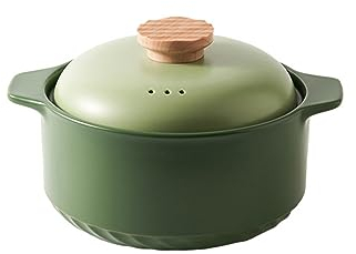Olla Para Cocinar,cazuela Para Sopa De Sopera Con Tapa,olla Para Sopa/barro/barro Con Doble Asa Y Tapa,utensilios De Cocina De Cerámica,para Guiso,sopa,vapor,resistente a Los Arañazos (green 4.5L)