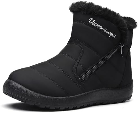 Vunavueya Stivali Donna Stivaletti Invernali Scarpe da Neve con Imbottitura Calda Stivali alla Caviglia Caldo Boots Scarpe Nero 38 EU_245