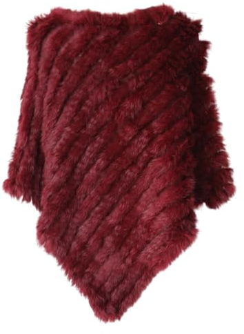 vreplrse Mode Accessoire Schal für Damen, einfach zu tragen, bequemer Polyester Winterfell Schal, Wickelmantel, Schal, Strickschal, Weinrot