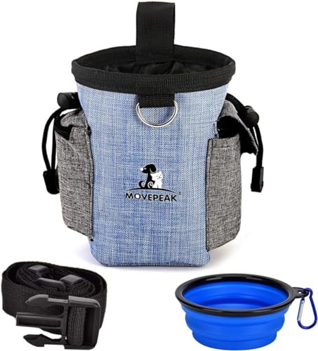 Zoutpy Bolsa de Comida para Perros Con Bebedero Plegable y Dispensador de Bolsas Integrado - Cintura Ajustable - Juguete Fácil de Llevar para Entrenamiento de Perros