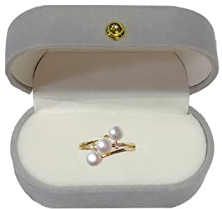 Anillos de plata de ley 925 para mujer, anillo de perlas de plata de ley con 3 perlas blancas cultivadas en agua dulce, Perla, Perla sintética