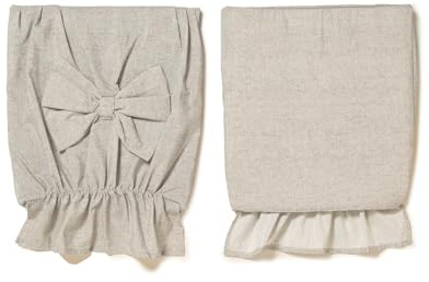 PARAMAISON Coprischienale Sedia Imbottito, Set 2 Pezzi, Design Shabby Chic Melange, Sfoderabile, con Elastico, Fiocco | Largo 45cm Altezza 40/47 cm | Grigio