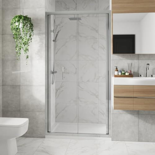 Blümme 1000mm Bathroom Bi- Fold Door Shower Enclosures Chrome Framed 6mm Glass Space Saving Shower Door