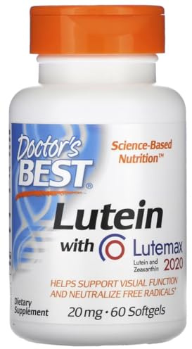 Doctor's Best - Lutéine avec Lutemax, 20mg | Protection Antioxydante et Soutien de la Santé Oculaire - 60 Capsules Molles
