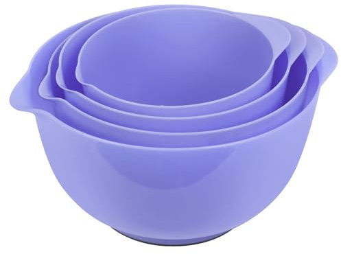 BoxedHome Mixing Bowl Set Rührschüssel Set Kunststoff Salatschüssel rutschfest stapelbar Servierschalen für Küche Rührschüssel-Set 4-teiliges Veilchen Wiederverwendbare