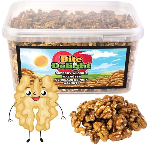 Bite & Delight 1,5kg Walnusskerne Ohne Schale Walnüsse Nüsse Mehrwegbehälter Großpackung Nuts 100% Natural Vegan ohne Zusatzstoffe Große & Helle Körner