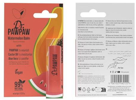 Dr.PawPaw Watermelon Balm – Multi-Purpose Hydration for Lips, Skin, Hair & Nails – Vegan Formula with 99% Natural Ingredients – Travel-Friendly - 4g
