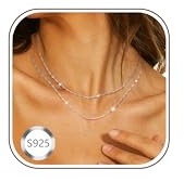 CASSIECA 2 Stück Kette Silber 925 Damen Layerd Halskette Damen Silber 925