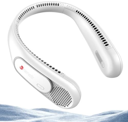 Dnenellr Ventilateur de nuque - Batterie 6000 mAh - USB - Portable - Suspendu - Avec 3 vitesses - Pour homme, femme, intérieur, voyage, extérieur