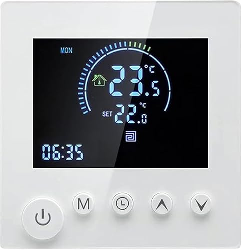Termostat Golvvärme, Termostatvärme Smart Digital Rumstermostat Väggtermostat Programmerbar LCD Display Touchknapp (WiFi 3A Wasserheizung)