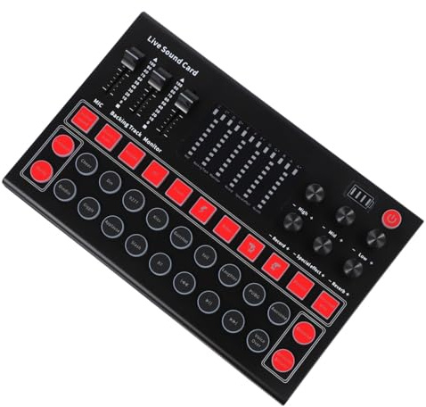 UKCOCO Carte Son M9 pour Streaming Éclairage LED, Compatible Mobiles et Casques, Plastique Solide, Suivi Audio Instantané, Effets Sonores Intégrés pour Diffuseurs